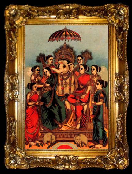 framed  Raja Ravi Varma Ganesha with ashta siddhi, ta009-2